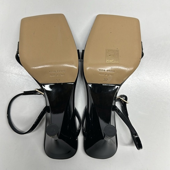 Gia Borghini RHW Rosie High Heels Shoes Square Toe Patent Leather Black Size 7 - Picture 12 of 14